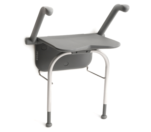 Etac Relax douchezitje met steunpoten, wandmontage - Grijs (zonder rugleuning)