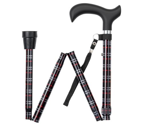 MultiMotion wandelstok opvouwbaar - Geruit opgevouwen