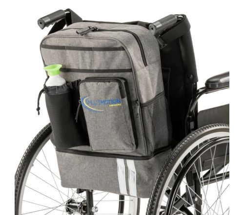 MultiMotion luxe rolstoeltas en rugzak - bevestigd aan een rolstoel