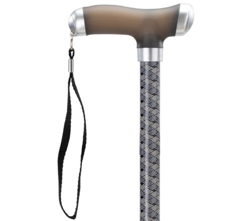 MultiMotion wandelstok met siliconen handvat - Donkere print (ingezoomd op handvat)