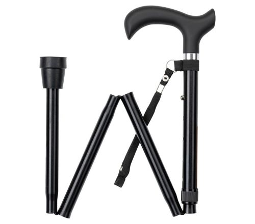 MultiMotion wandelstok opvouwbaar - Zwart opgevouwen