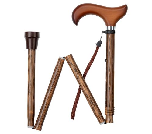 MultiMotion wandelstok opvouwbaar - Hout print opgevouwen
