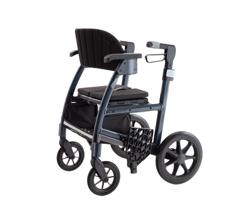Triumph Prestige 2-in-1 rolstoel/rollator - Midnight blue (als rollator, zijkant)