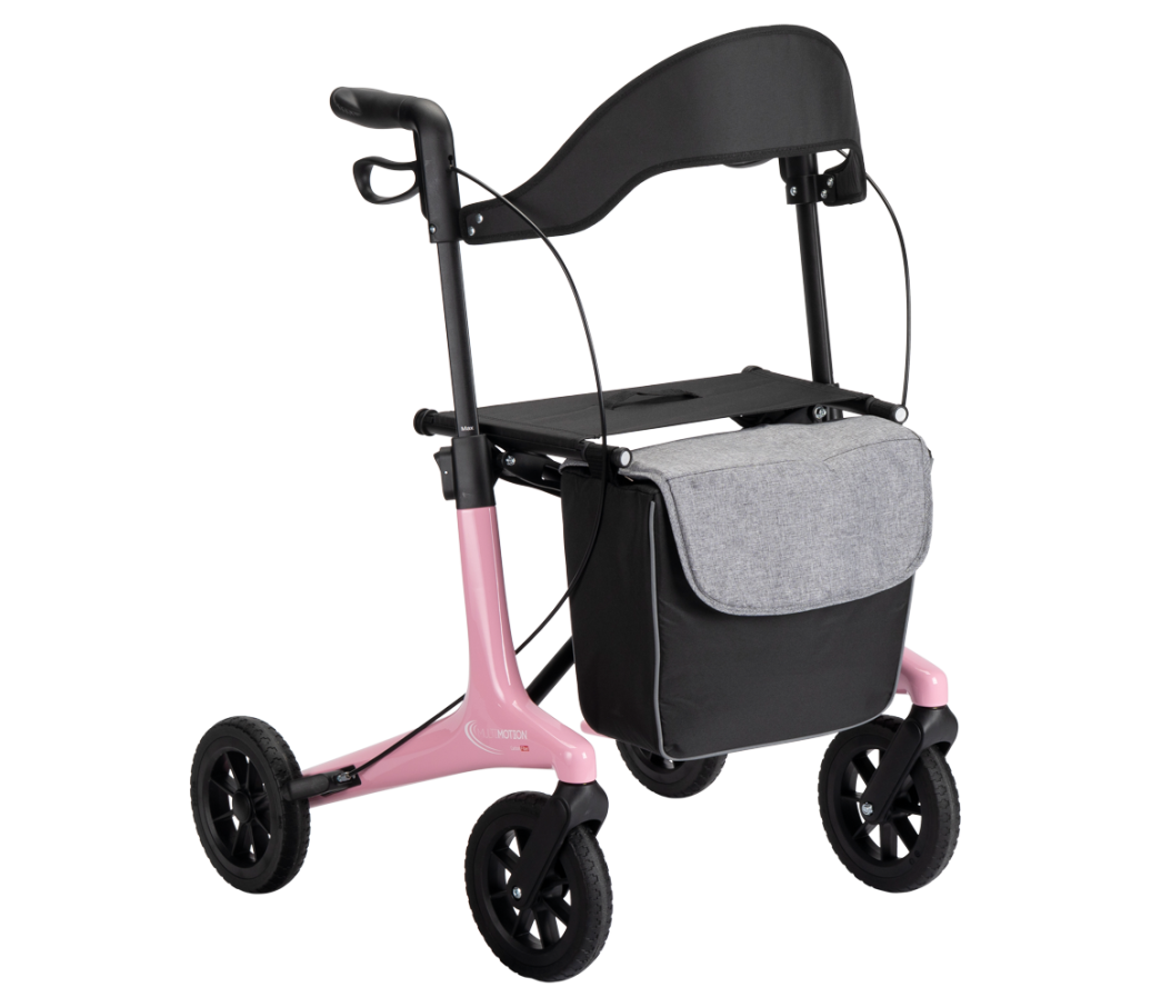 MultiMotion Carbon rollator - Roze - M (vooraanzicht)