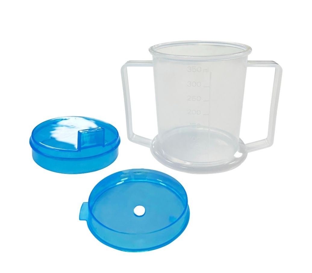 MultiMotion Drinkbeker met 2 handvatten (de 2 deksels los naast de beker) MultiMotion Drinkbeker met 2 handvatten (de 2 deksels los naast de beker)