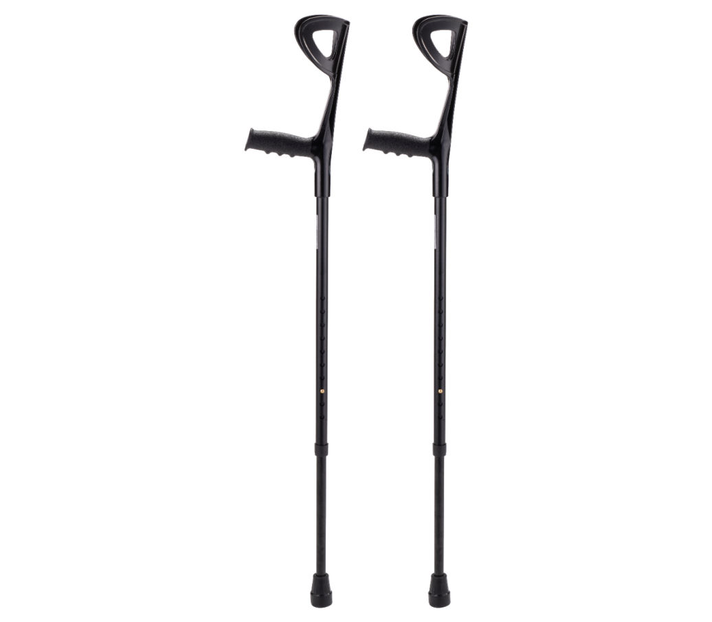 MultiMotion elleboogkrukken met open manchet - Zwart