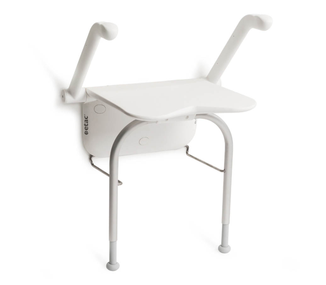 Etac Relax douchezitje met steunpoten, wandmontage - Wit (zonder rugleuning) Etac Relax douchezitje met steunpoten, wandmontage - Wit (zonder rugleuning)
