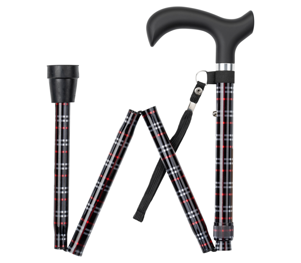 MultiMotion wandelstok opvouwbaar - Geruit opgevouwen