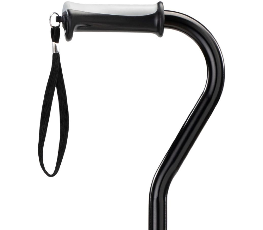 MultiMotion wandelstok met offset handvat - Zwart (ingezoomd op het handvat)