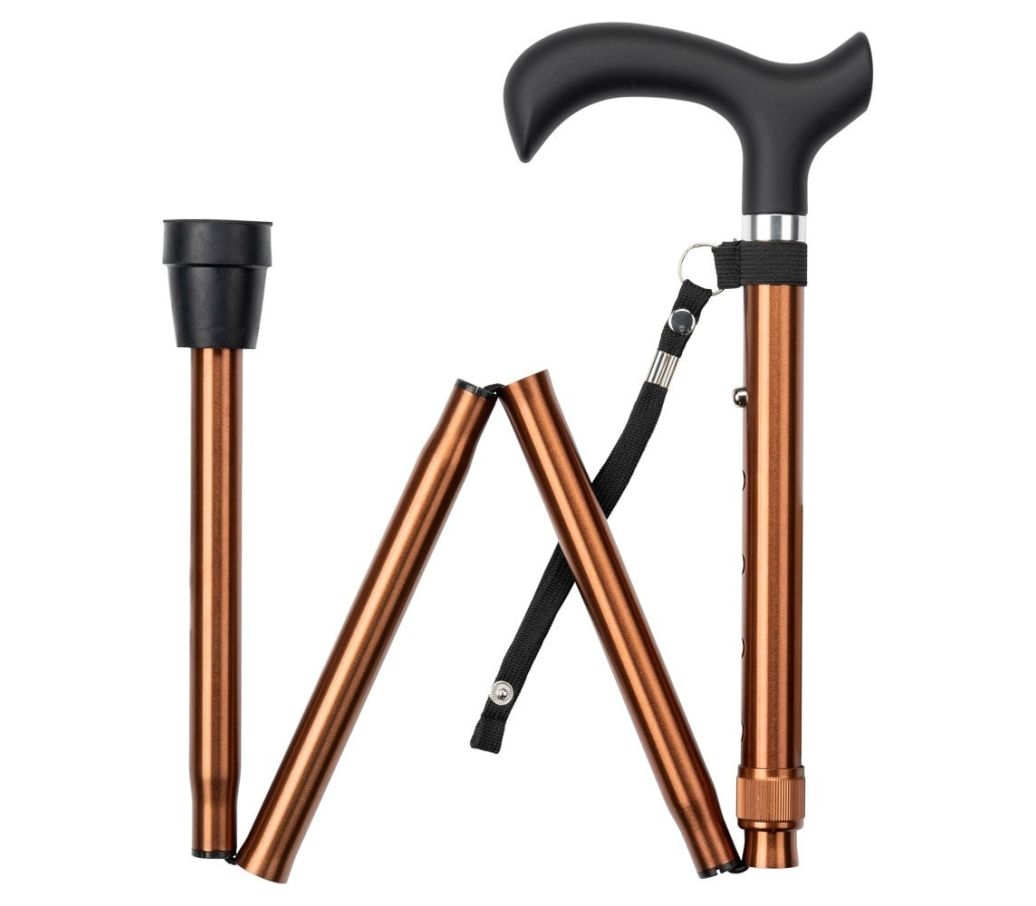 MultiMotion wandelstok opvouwbaar - Bruin opgevouwen