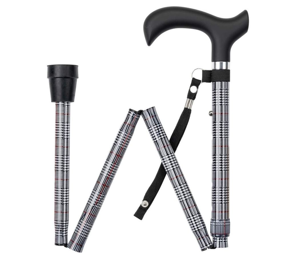 MultiMotion wandelstok opvouwbaar - Zwart/wit motief opgevouwen