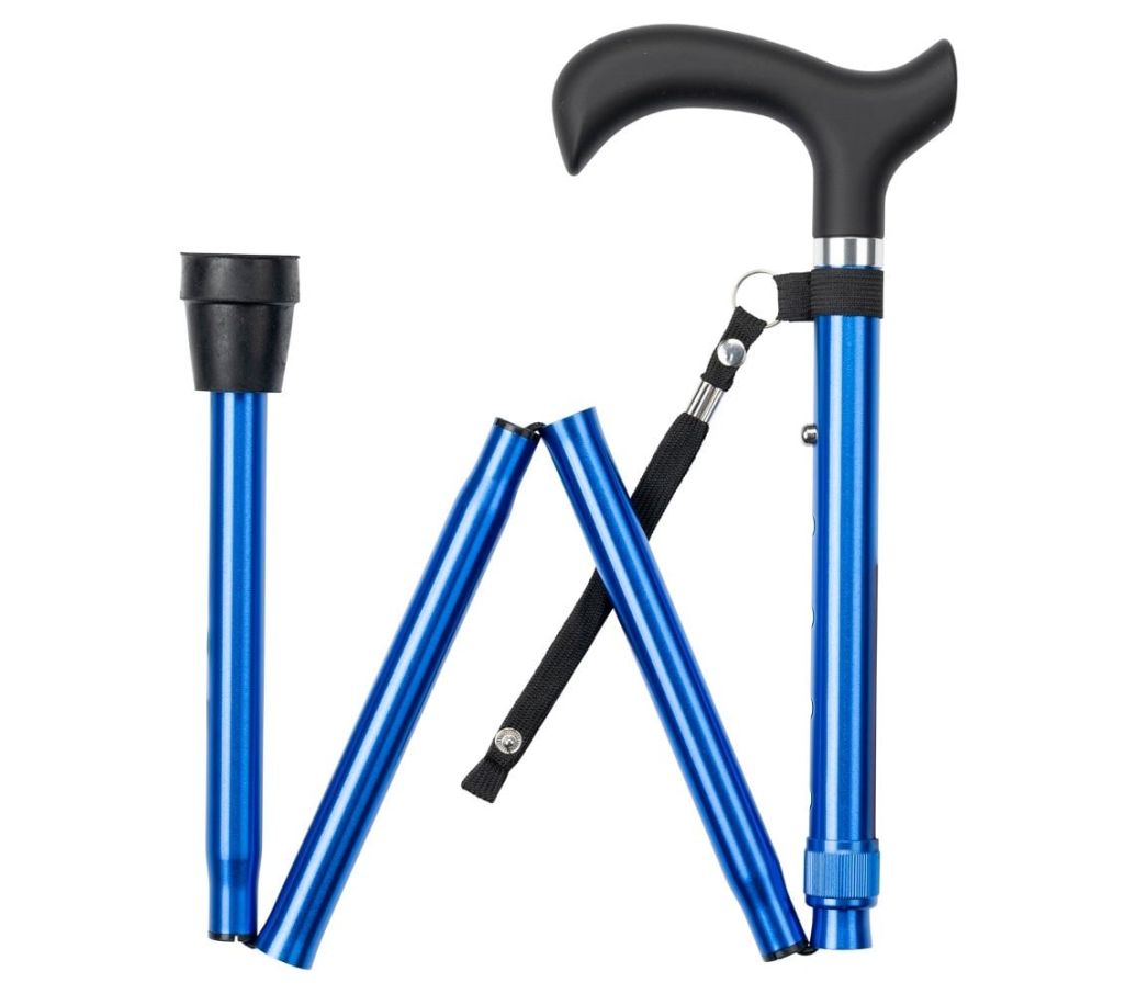 MultiMotion wandelstok opvouwbaar - Blauw opgevouwen