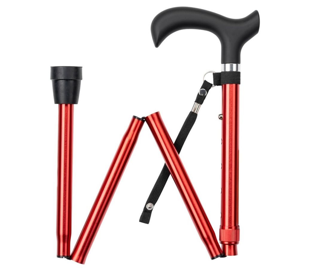 MultiMotion wandelstok opvouwbaar - Rood opgevouwen MultiMotion wandelstok opvouwbaar - Rood opgevouwen