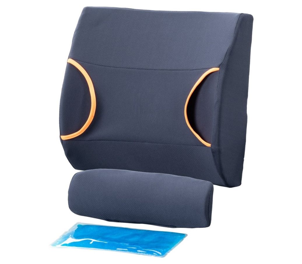 MultiMotion lumbaalkussen met gelpad - alle onderdelen van het kussen los van elkaar