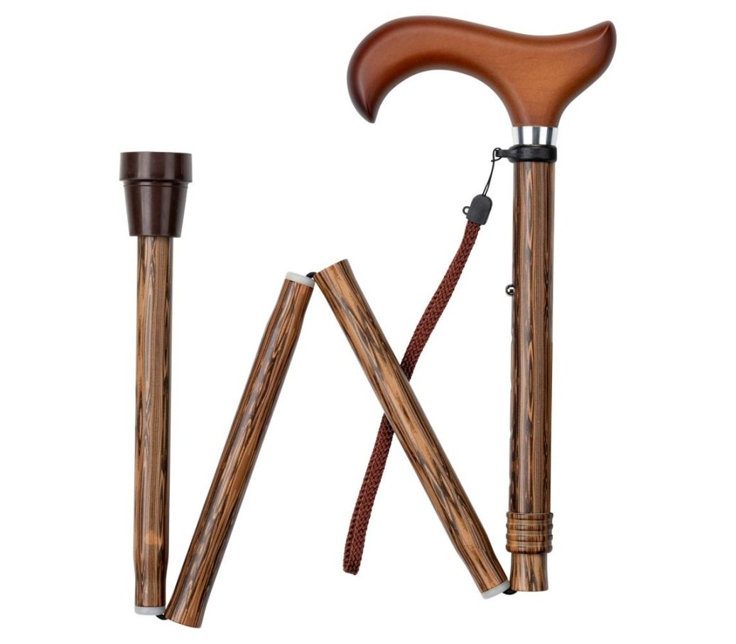 MultiMotion wandelstok opvouwbaar - Hout print opgevouwen