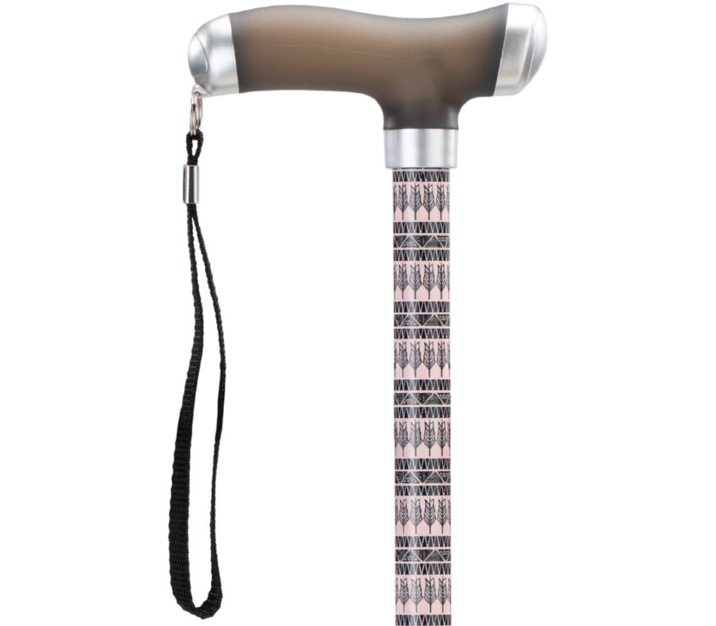 MultiMotion wandelstok met siliconen handvat - Lichte print (ingezoomd op het handvat)