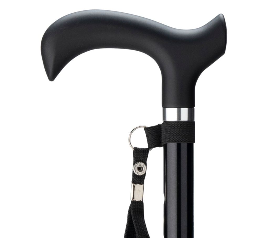 MultiMotion wandelstok - Zwart (ingezoomd op handvat en kleur van de buis)