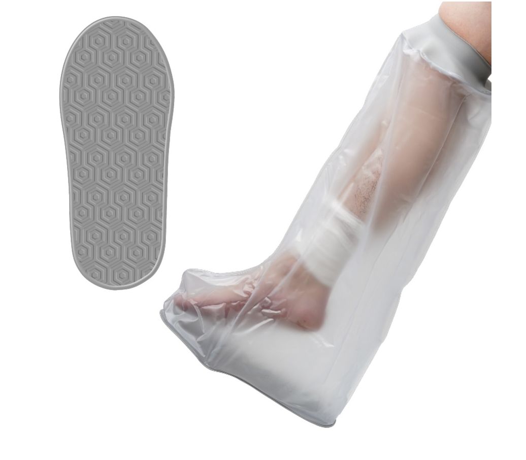 MultiMotion Gipshoes met siliconenring - Been half (met daarnaast een losse afbeelding van het anti-slip oppervlak)