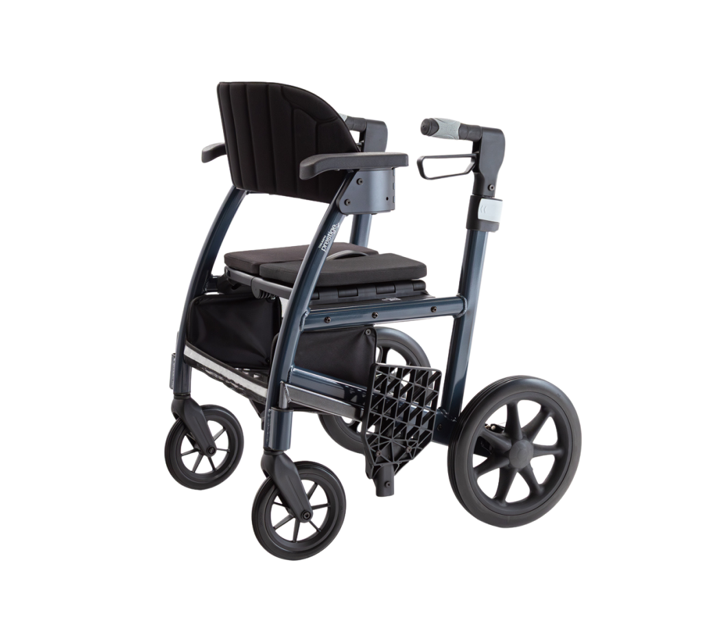 Triumph Prestige 2-in-1 rolstoel/rollator - Midnight blue (als rollator, zijkant)