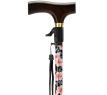MultiMotion wandelstok met drukknop bediening - Bloemen (ingezoomd op het handvat en de drukknop bediening)